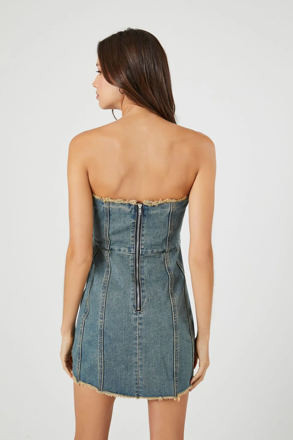 Frayed Denim Bodycon Mini Dress - Image 3