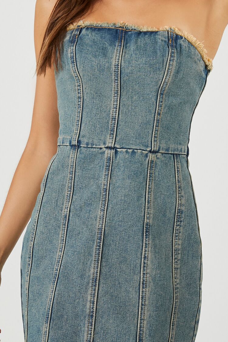 Frayed Denim Bodycon Mini Dress - Image 5