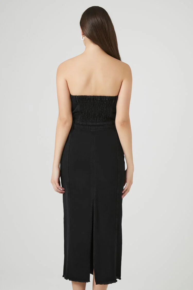 Button-Front Denim Tube Dress - Image 13