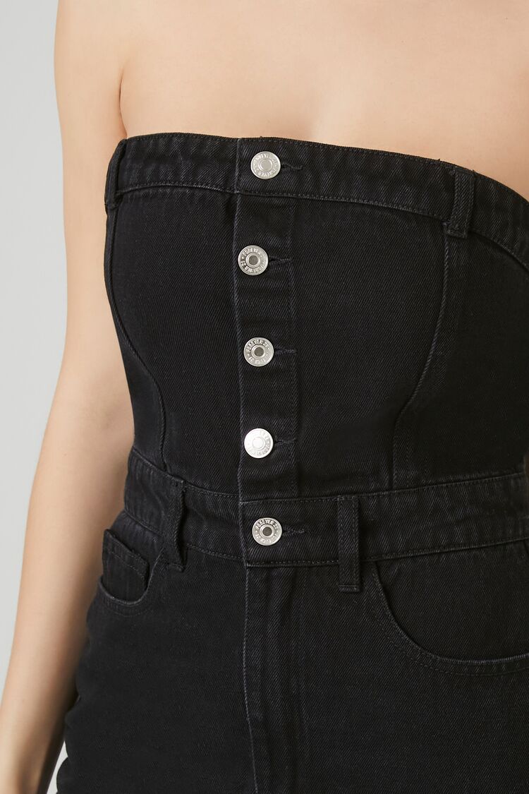 Button-Front Denim Tube Dress - Image 15