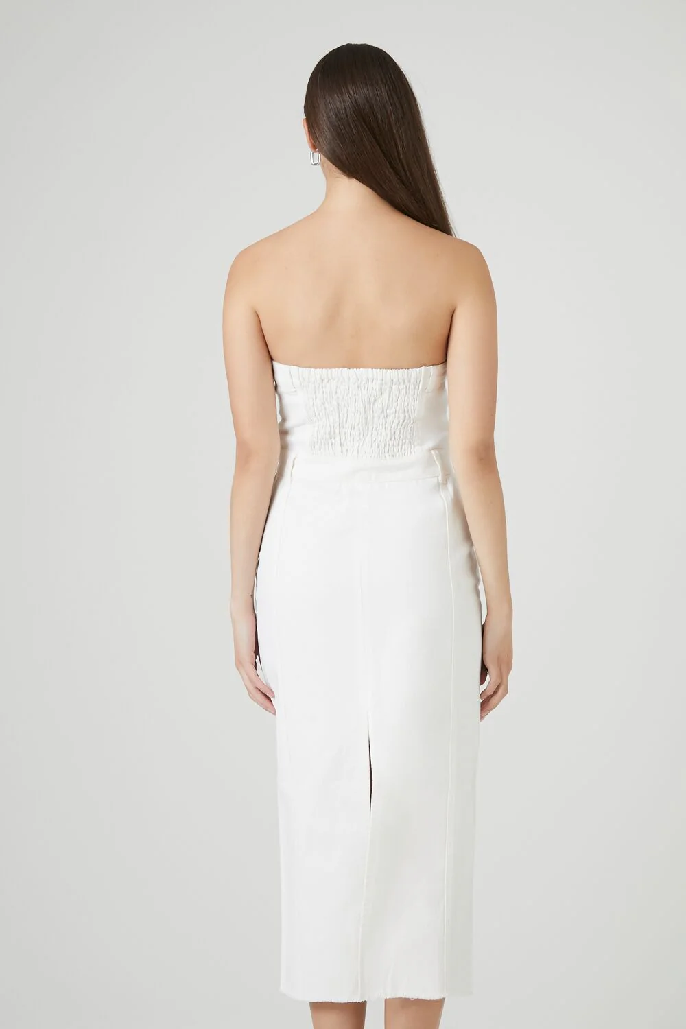 Button-Front Denim Tube Dress - Image 8