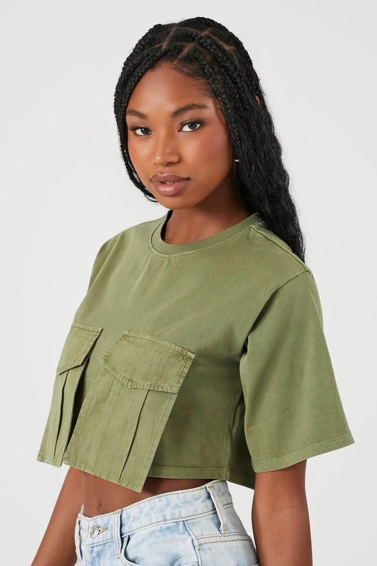 Cargo Pocket Cropped Tee - Image 2