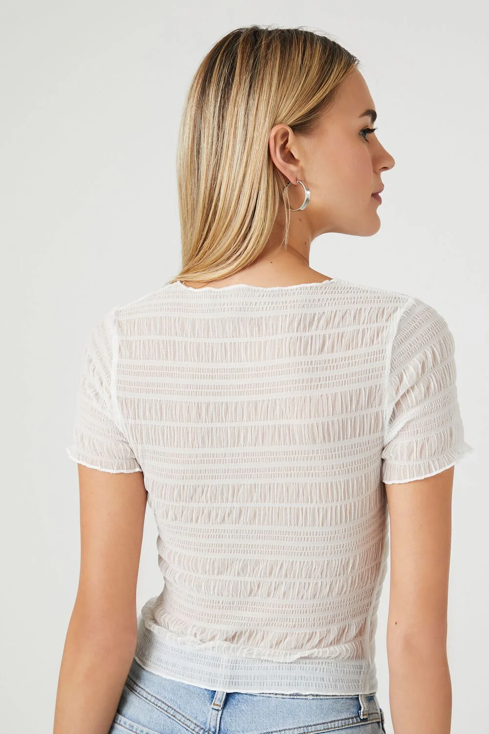 Sheer Mesh Lettuce-Edge Tee - Image 3
