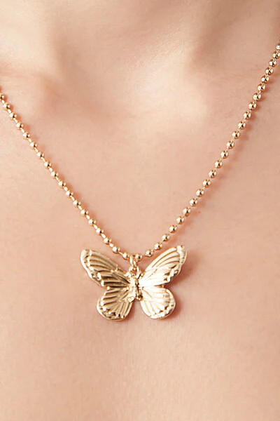 Etched Butterfly Pendant Necklace - Image 2