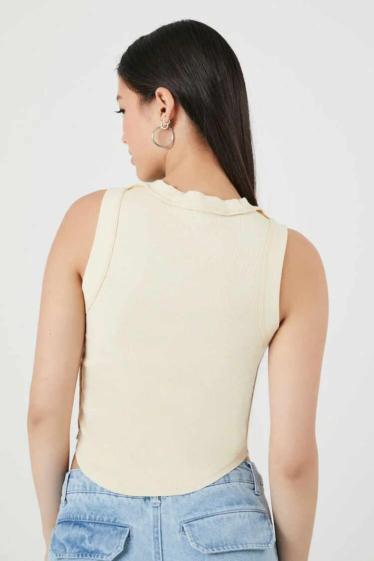 Cropped Curved-Hem Tank Top - Image 16