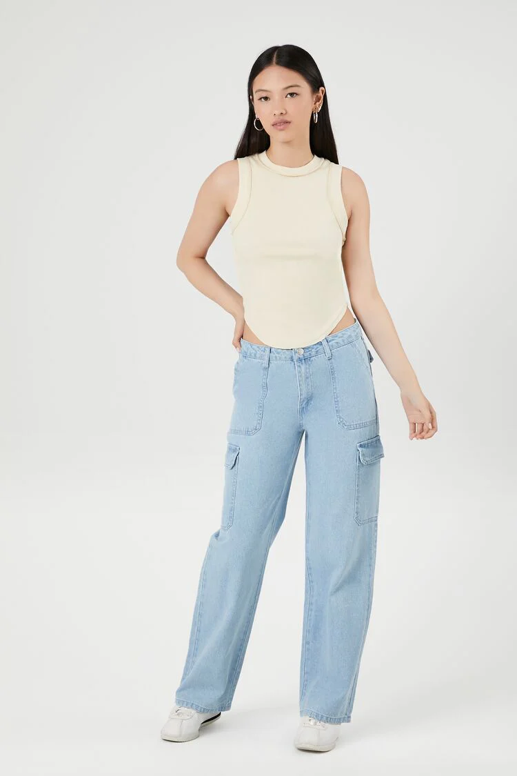 Cropped Curved-Hem Tank Top - Image 17