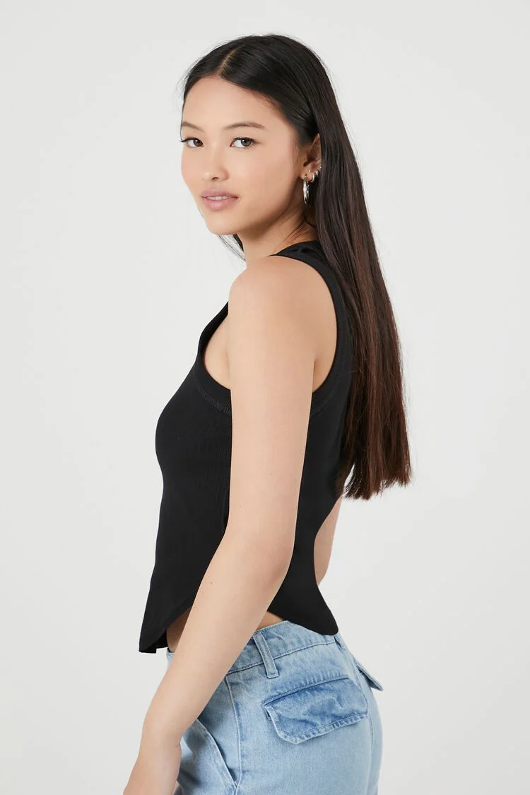 Cropped Curved-Hem Tank Top - Image 2