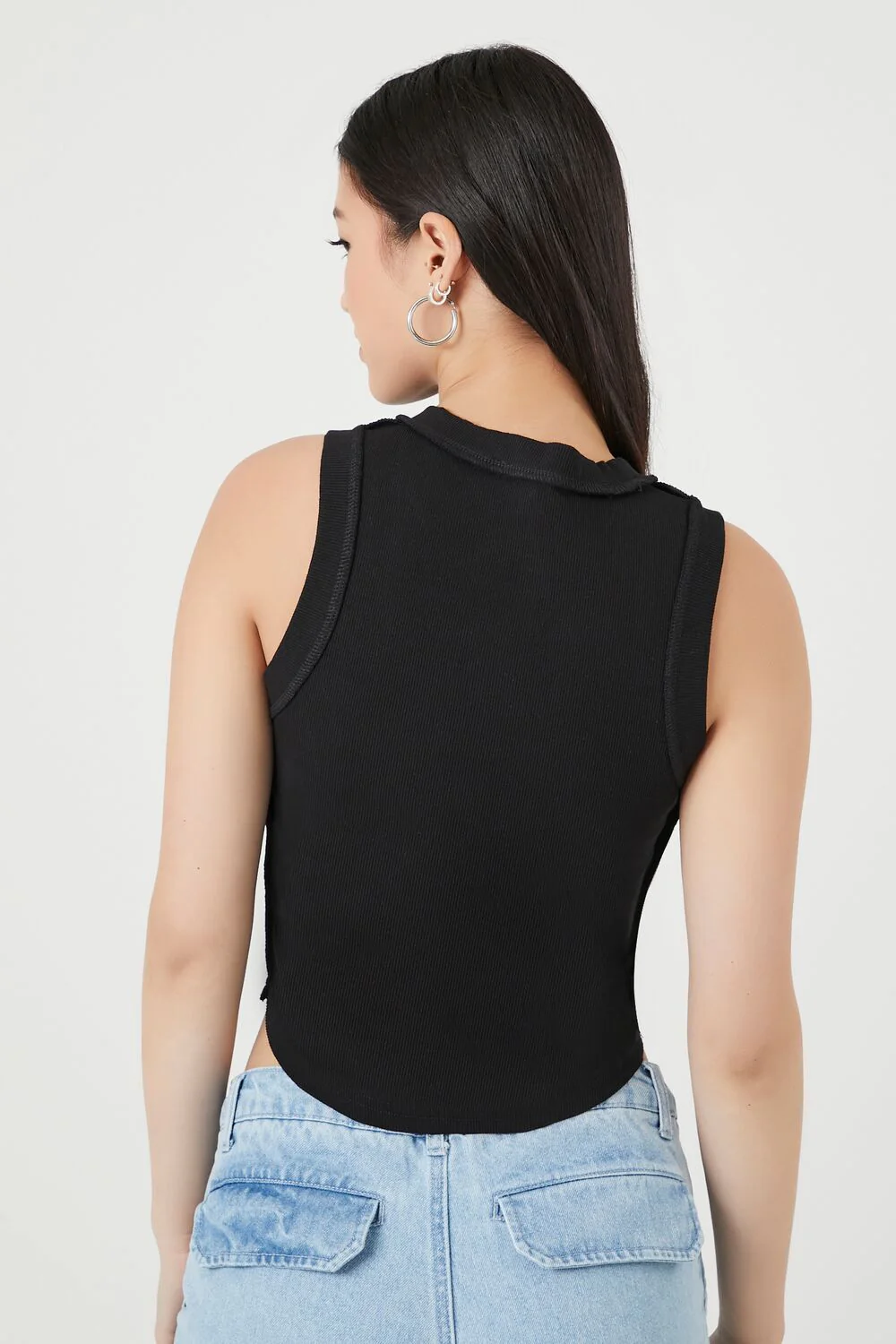Cropped Curved-Hem Tank Top - Image 3