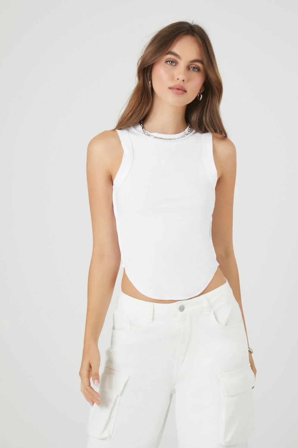 Cropped Curved-Hem Tank Top - Image 6