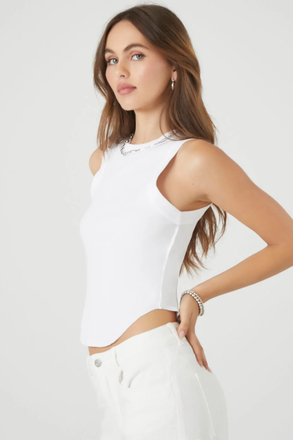 Cropped Curved-Hem Tank Top - Image 7