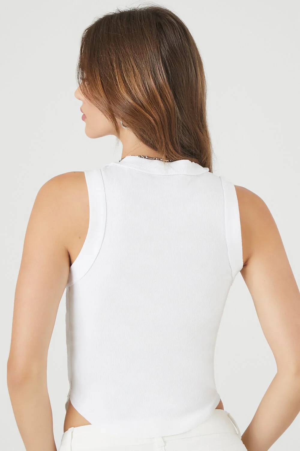Cropped Curved-Hem Tank Top - Image 8