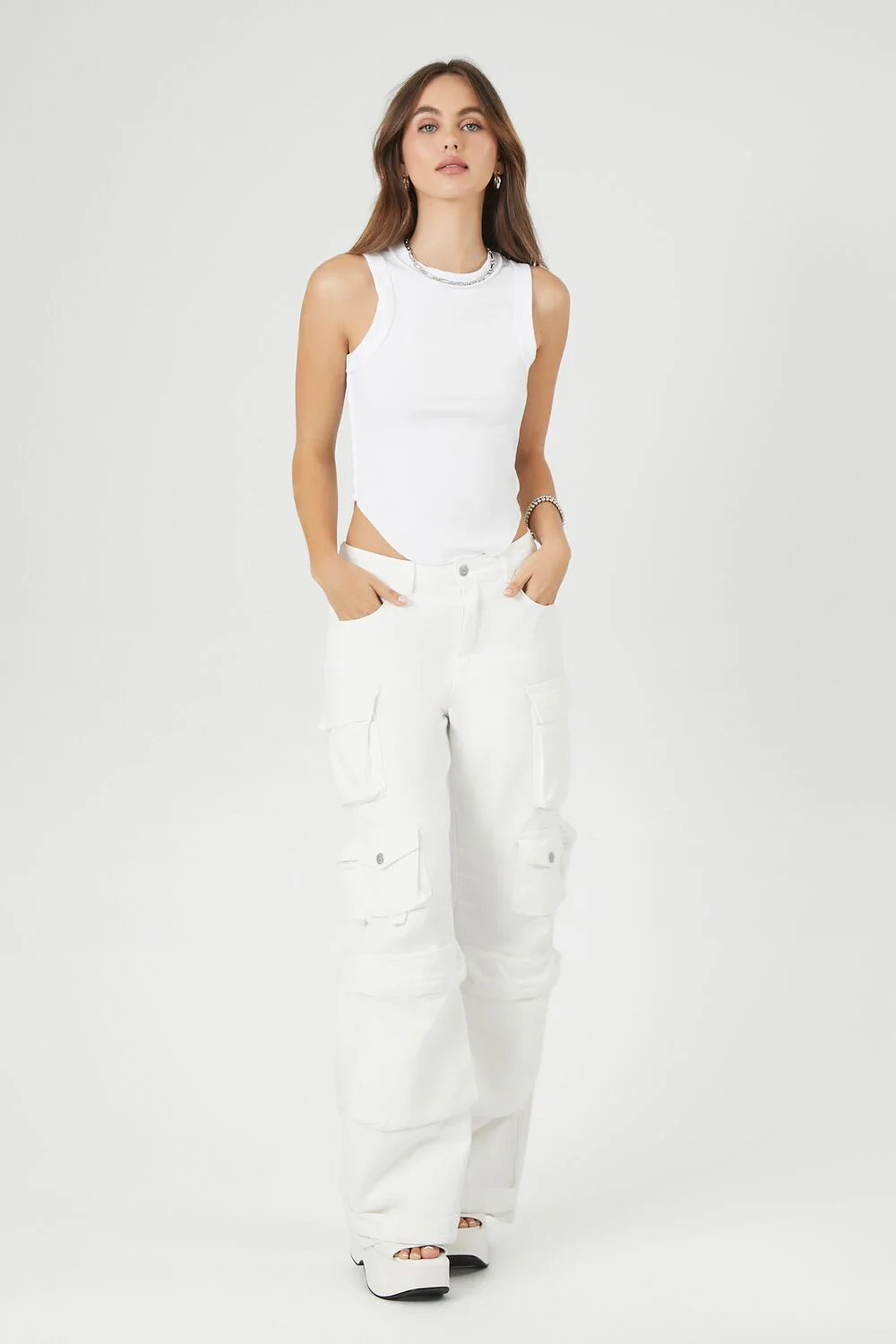Cropped Curved-Hem Tank Top - Image 9