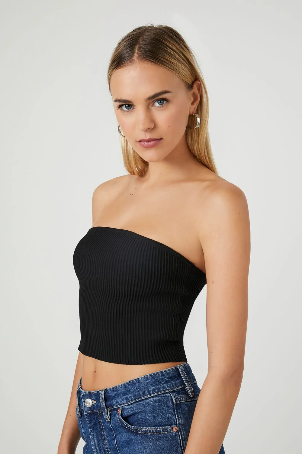Sweater-Knit Cropped Tube Top - Image 2