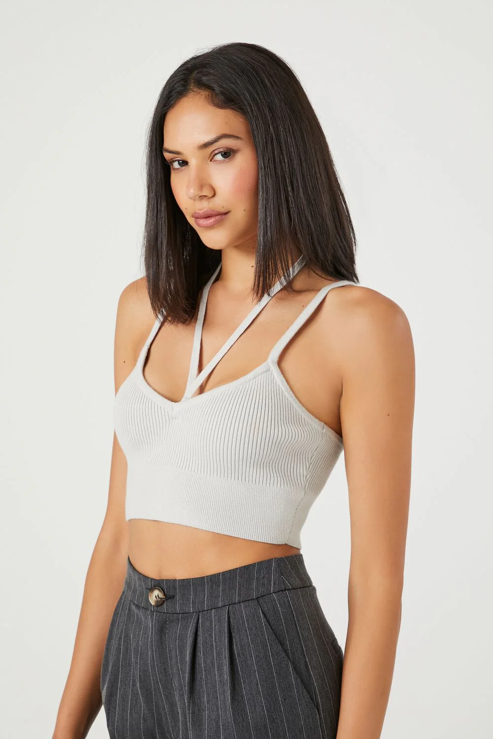 Sweater-Knit Halter Cropped Cami - Image 2