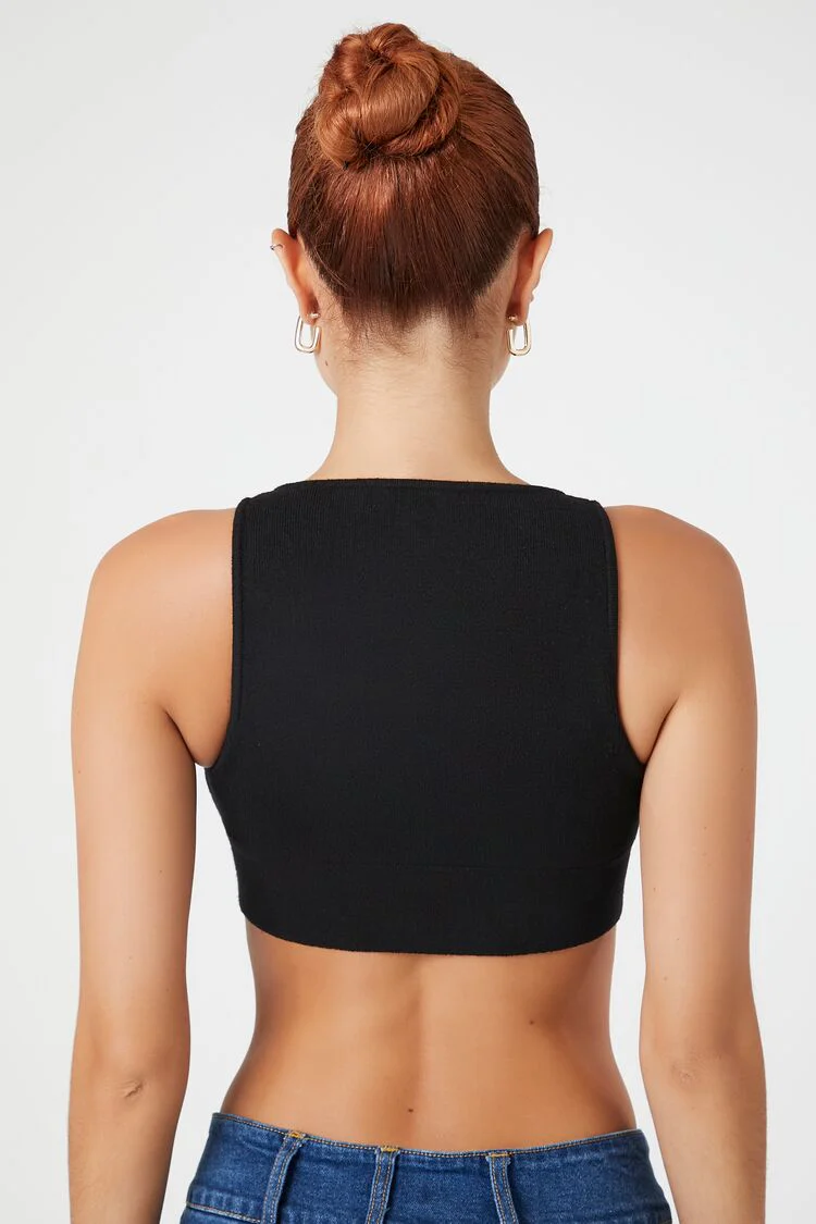 Sweater-Knit Twist-Front Crop Top - Image 3