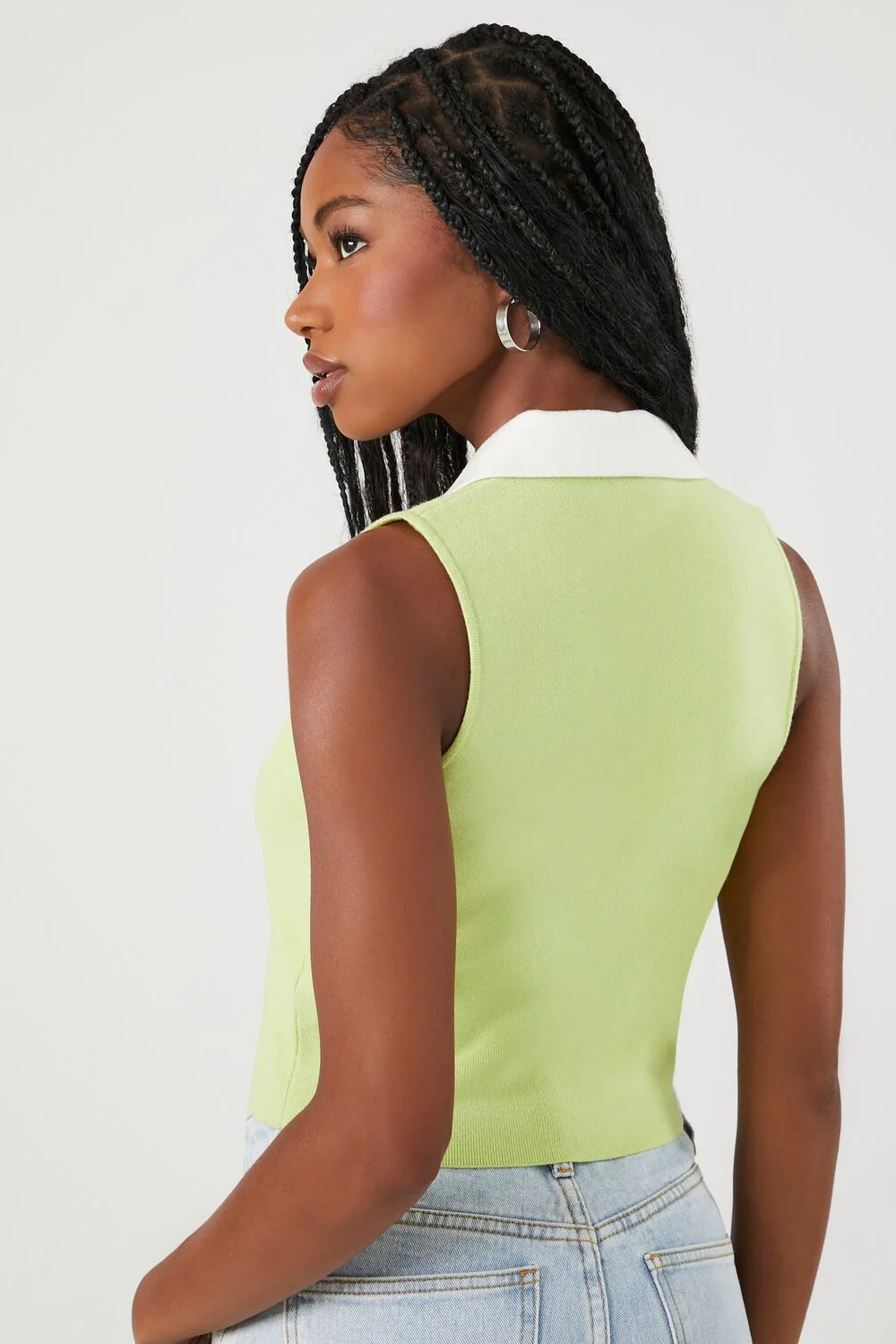 Sweater-Knit Contrast-Trim Tank Top - Image 3