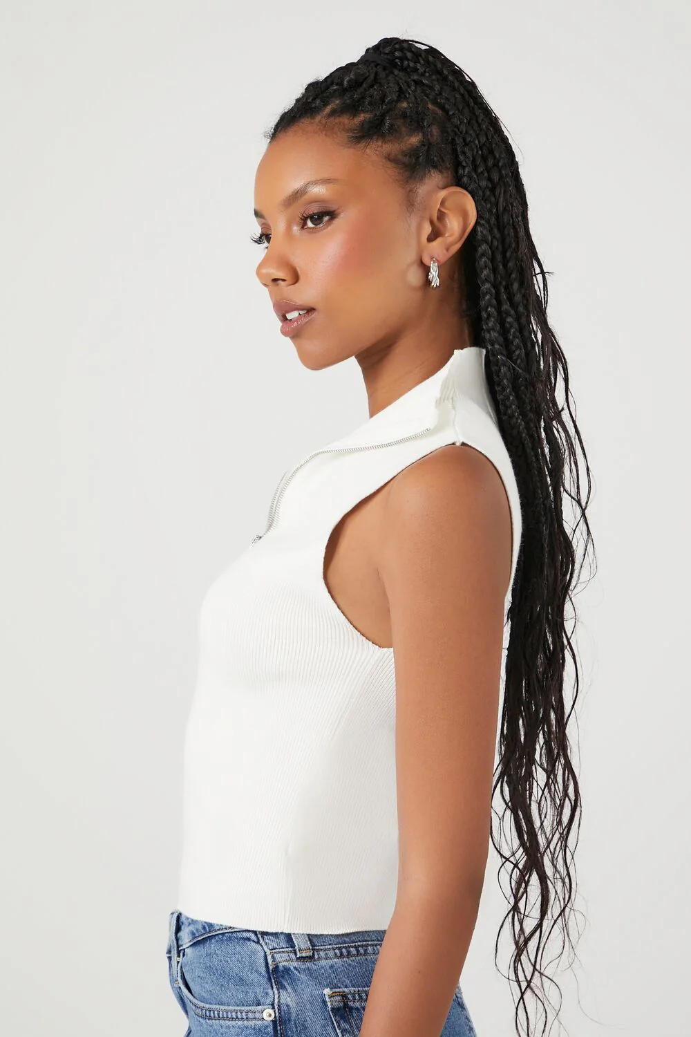 Sweater-Knit Cropped Tank Top - Image 2