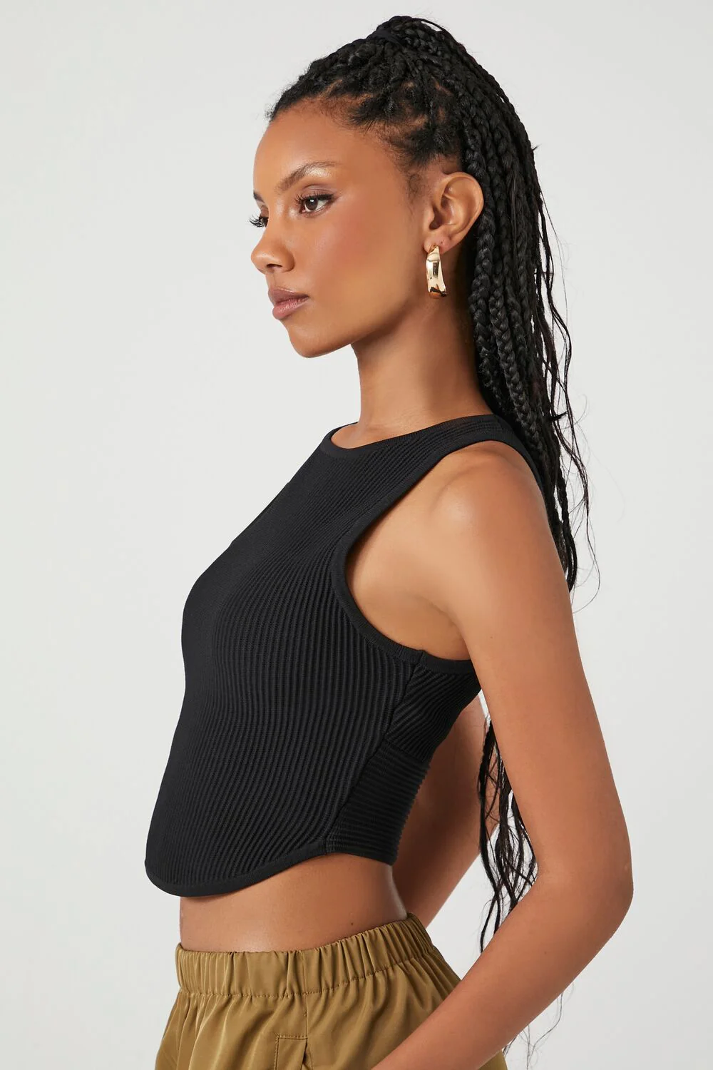 Sweater-Knit Cropped Tank Top - Image 2