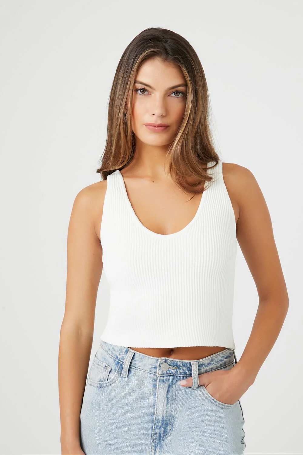Compact Ribbed Knit Tank Top - Image 6