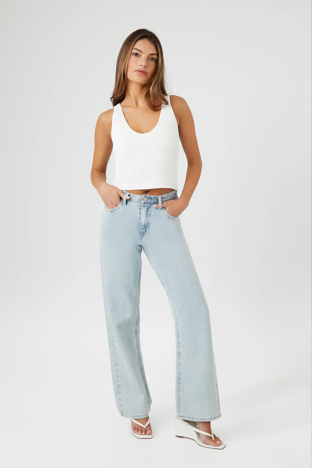 Compact Ribbed Knit Tank Top - Image 9
