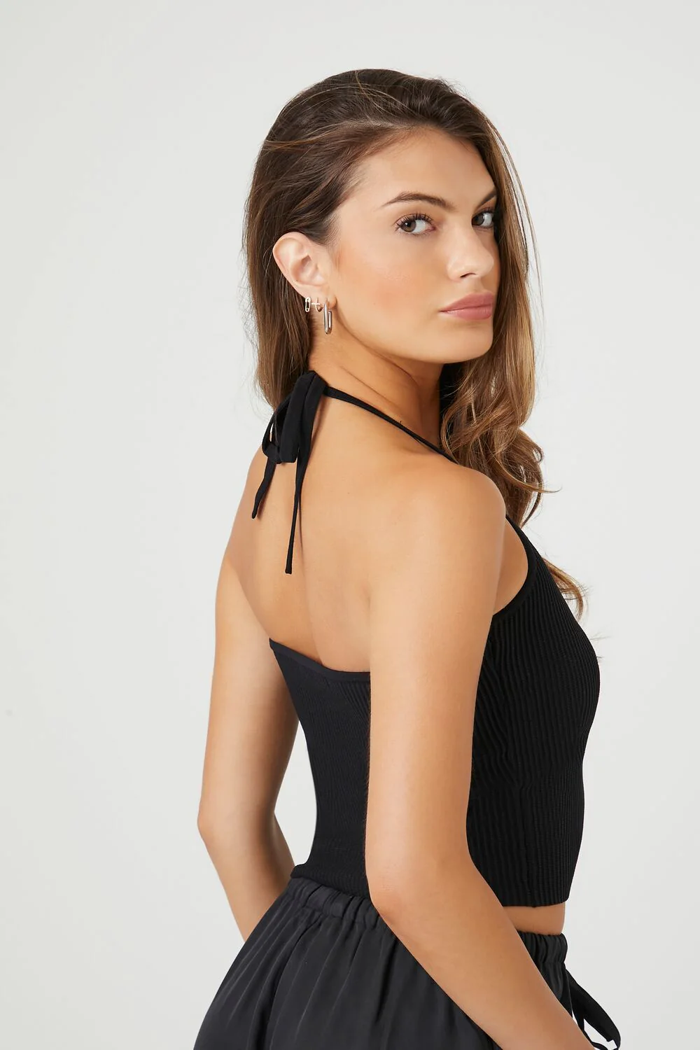 Compact Ribbed Knit Halter Cami - Image 3