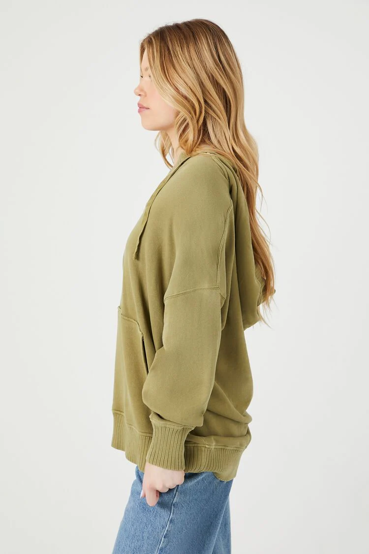 French Terry Drop-Sleeve Hoodie - Image 2