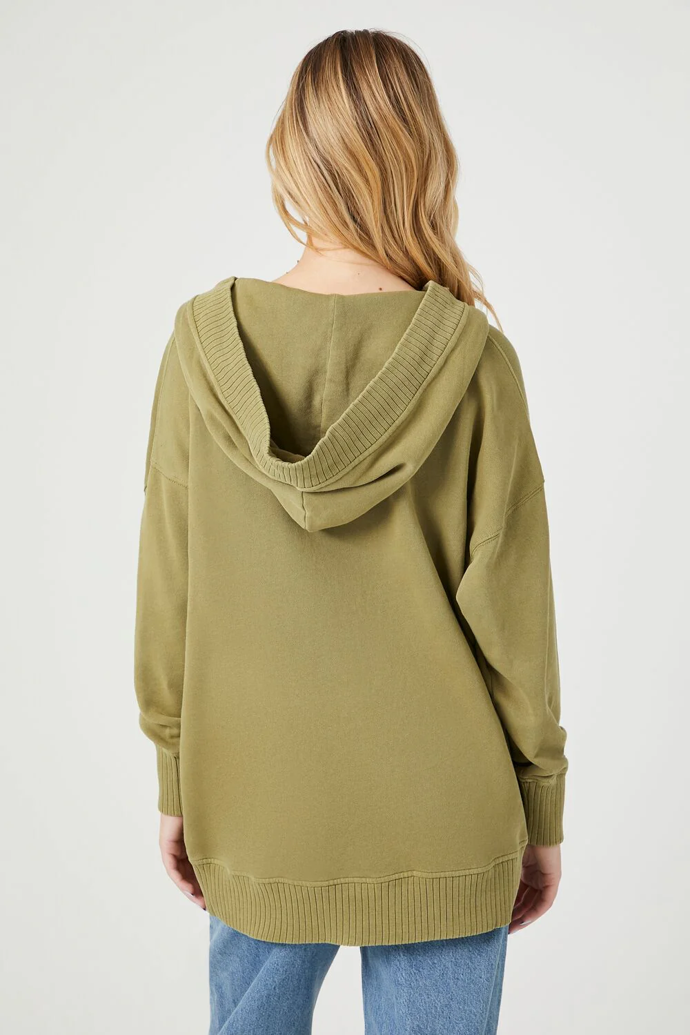 French Terry Drop-Sleeve Hoodie - Image 3