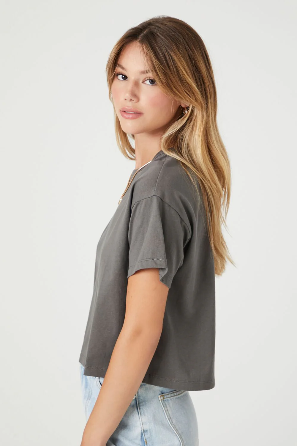 Crew Neck Cropped Tee - Image 2