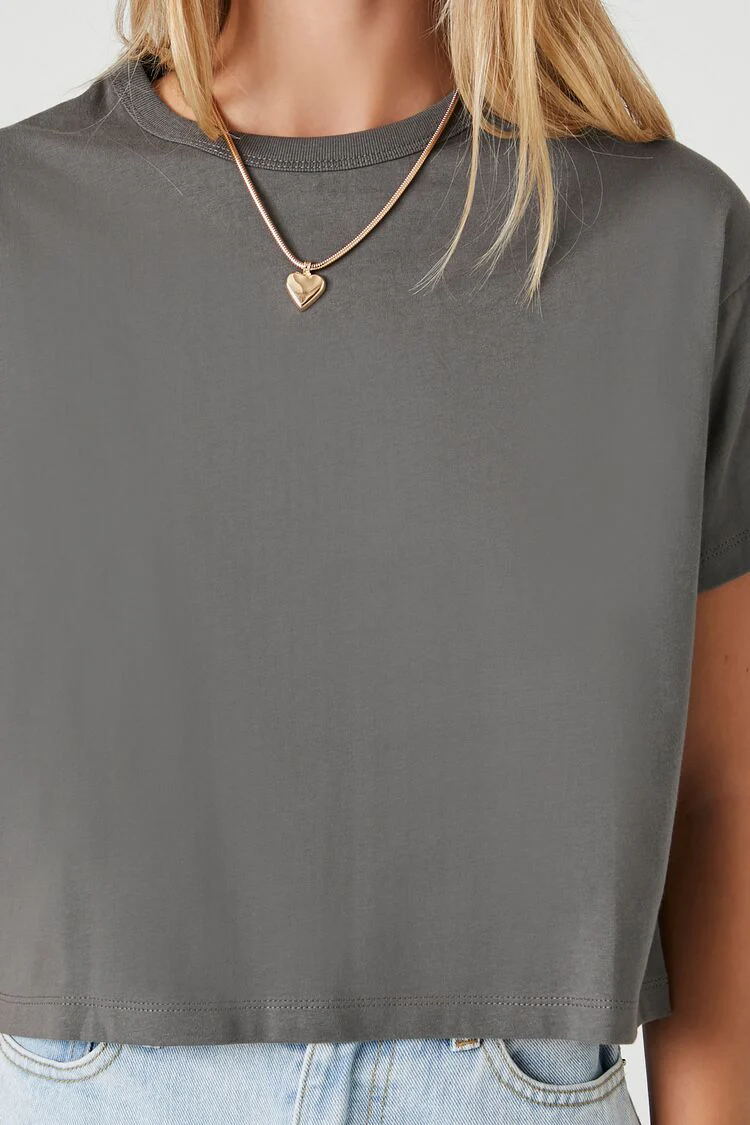 Crew Neck Cropped Tee - Image 5