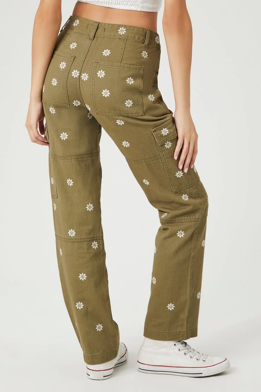 Embroidered Daisy Cargo Pants - Image 4
