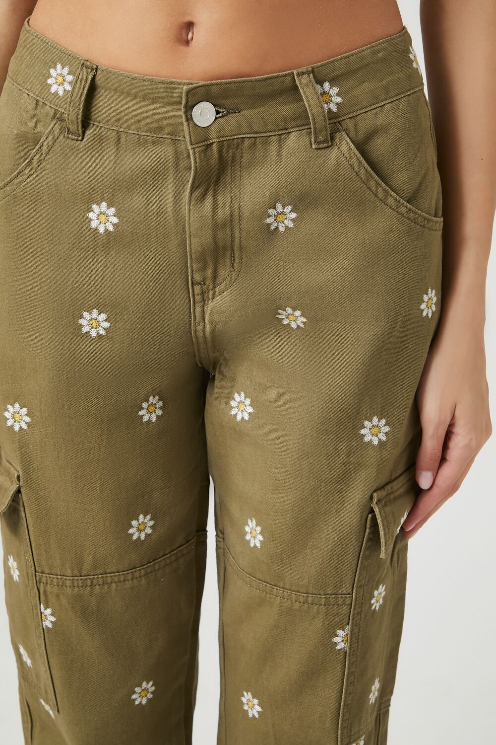 Embroidered Daisy Cargo Pants - Image 5