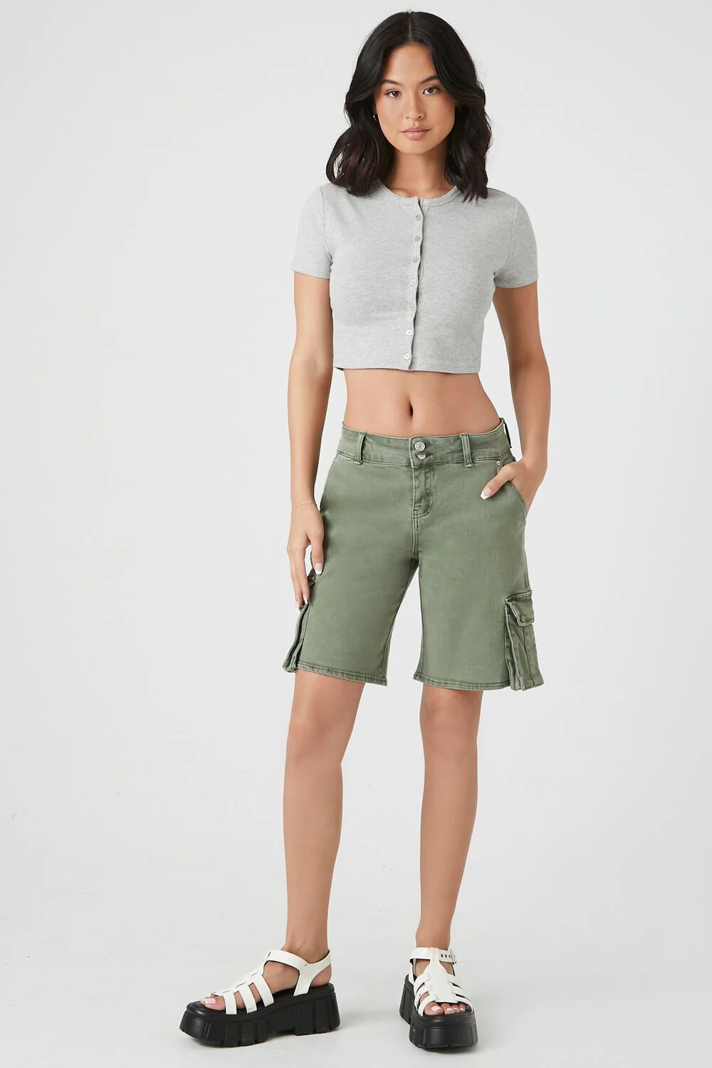 Button-Front Crop Top - Image 4