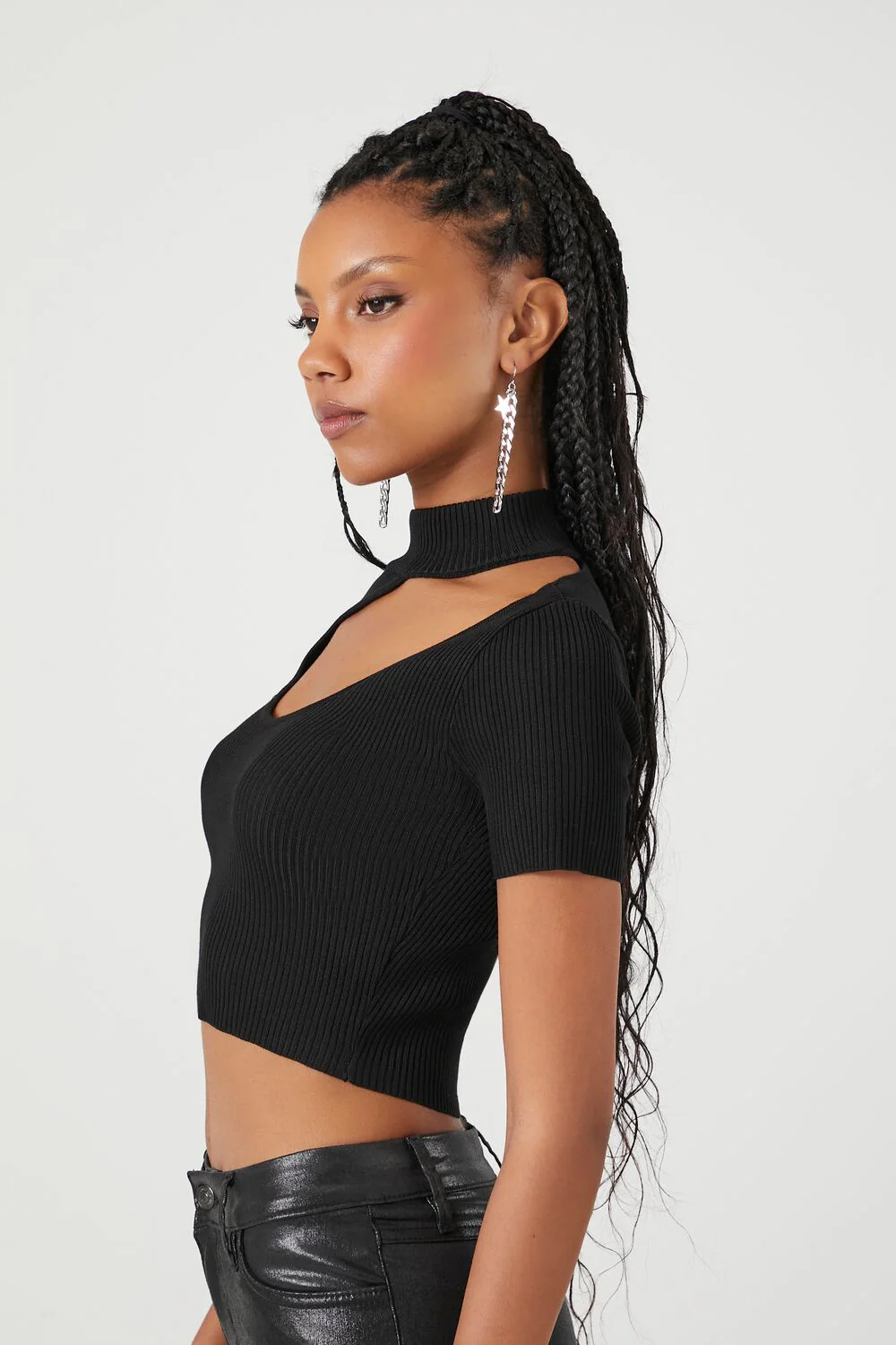 Sweater-Knit Cutout Crop Top - Image 2