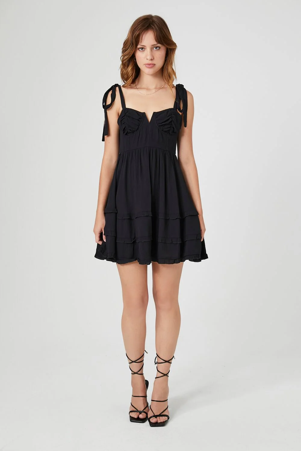 Tie-Strap Tiered Babydoll Dress - Image 4