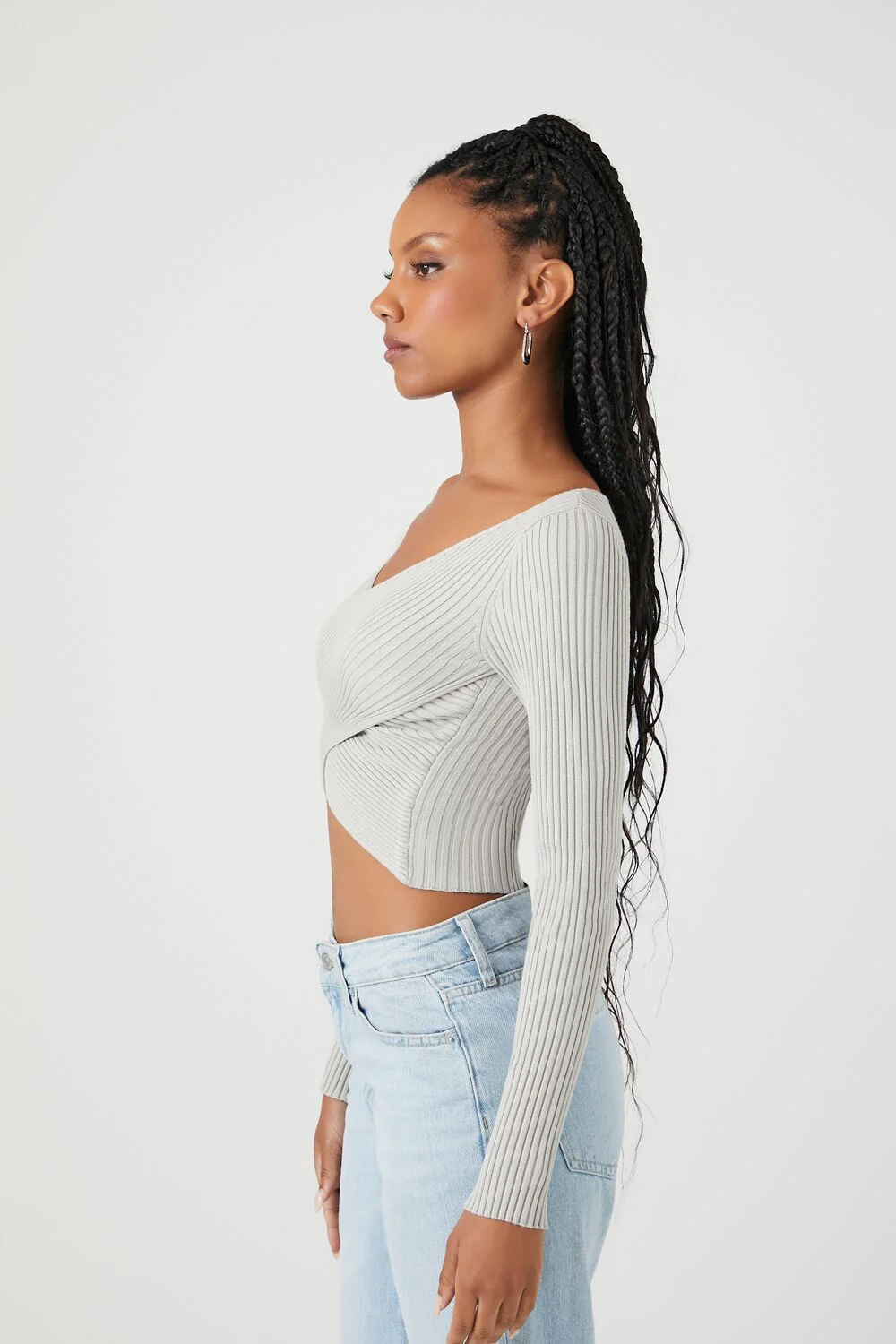 Sweater-Knit Crossover Crop Top - Image 2