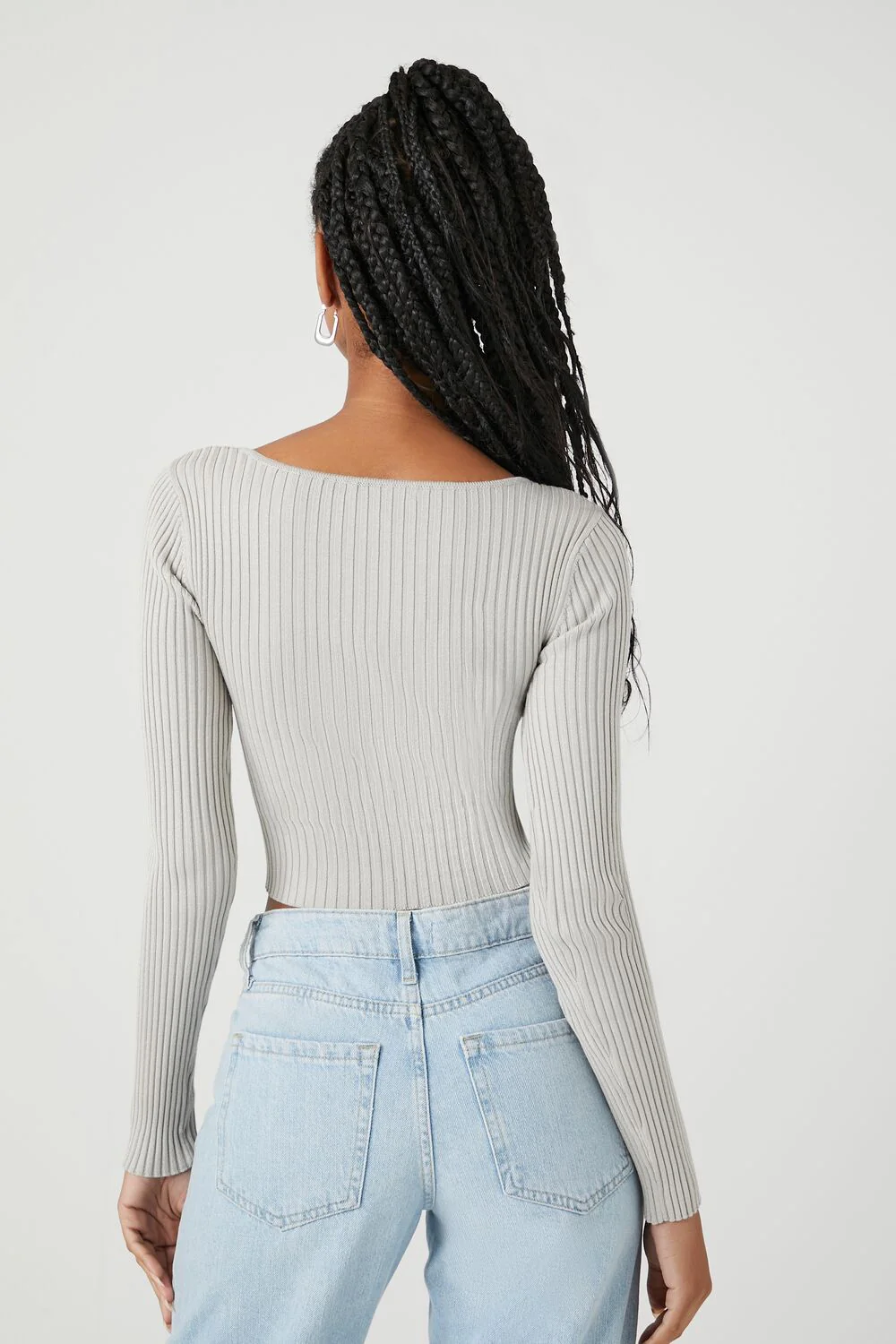 Sweater-Knit Crossover Crop Top - Image 3