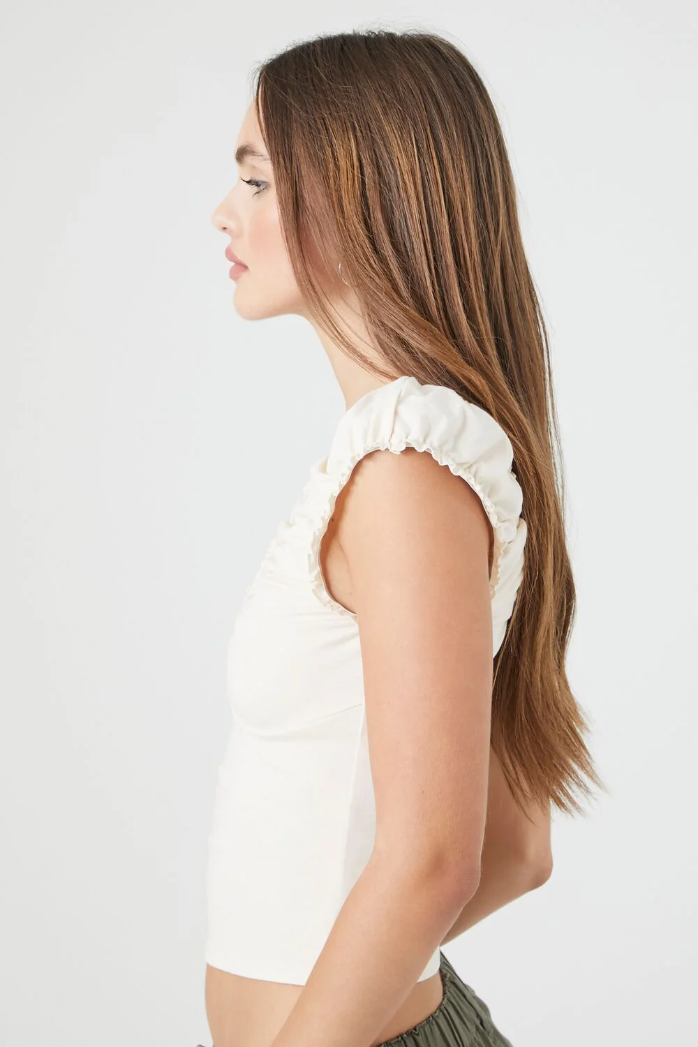 Cap Puff Sleeve Crop Top - Image 2
