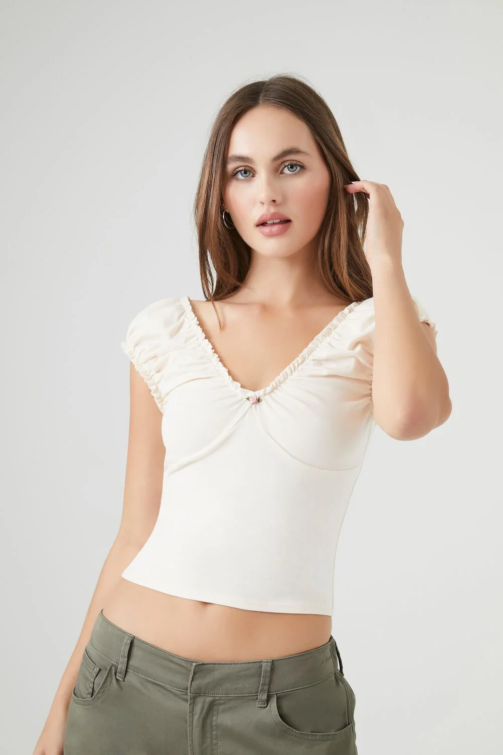 Cap Puff Sleeve Crop Top - Image 6