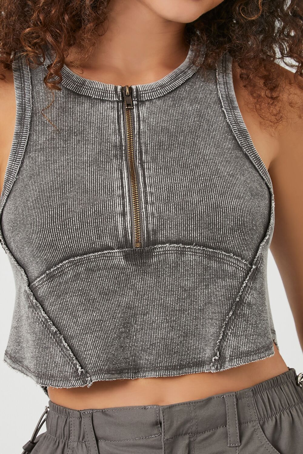 Mineral Wash Half-Zip Crop Top - Image 5