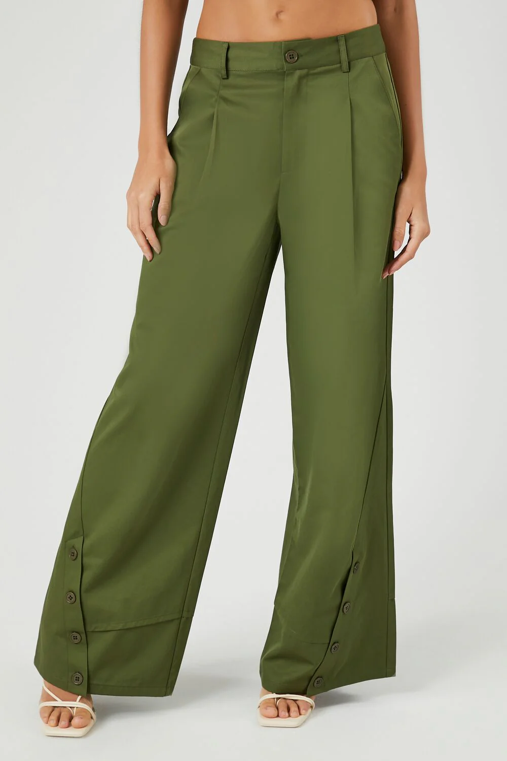 Button-Hem Wide-Leg Pants - Image 2
