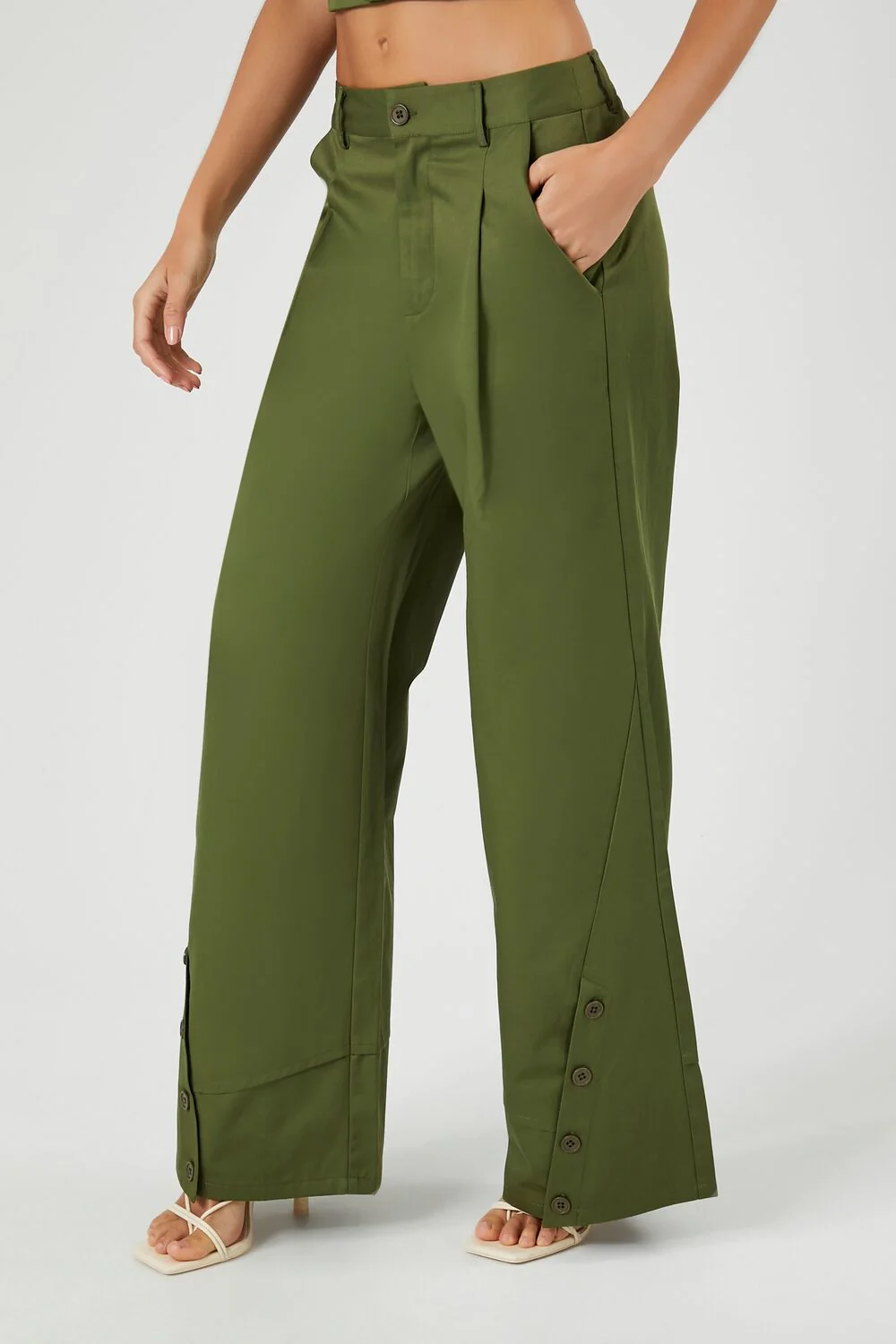 Button-Hem Wide-Leg Pants - Image 3