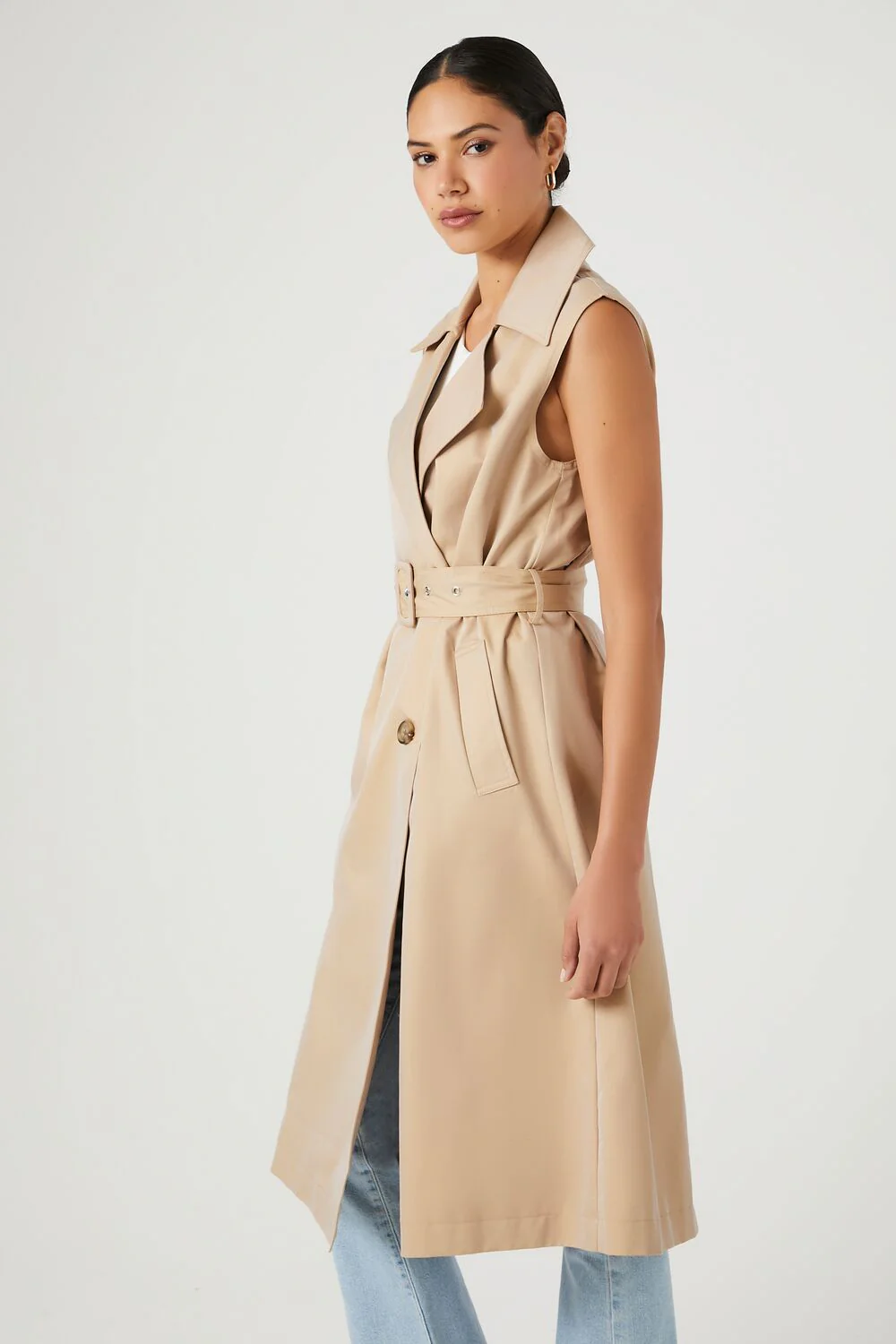 Belted Sleeveless Trench Coat - Image 2