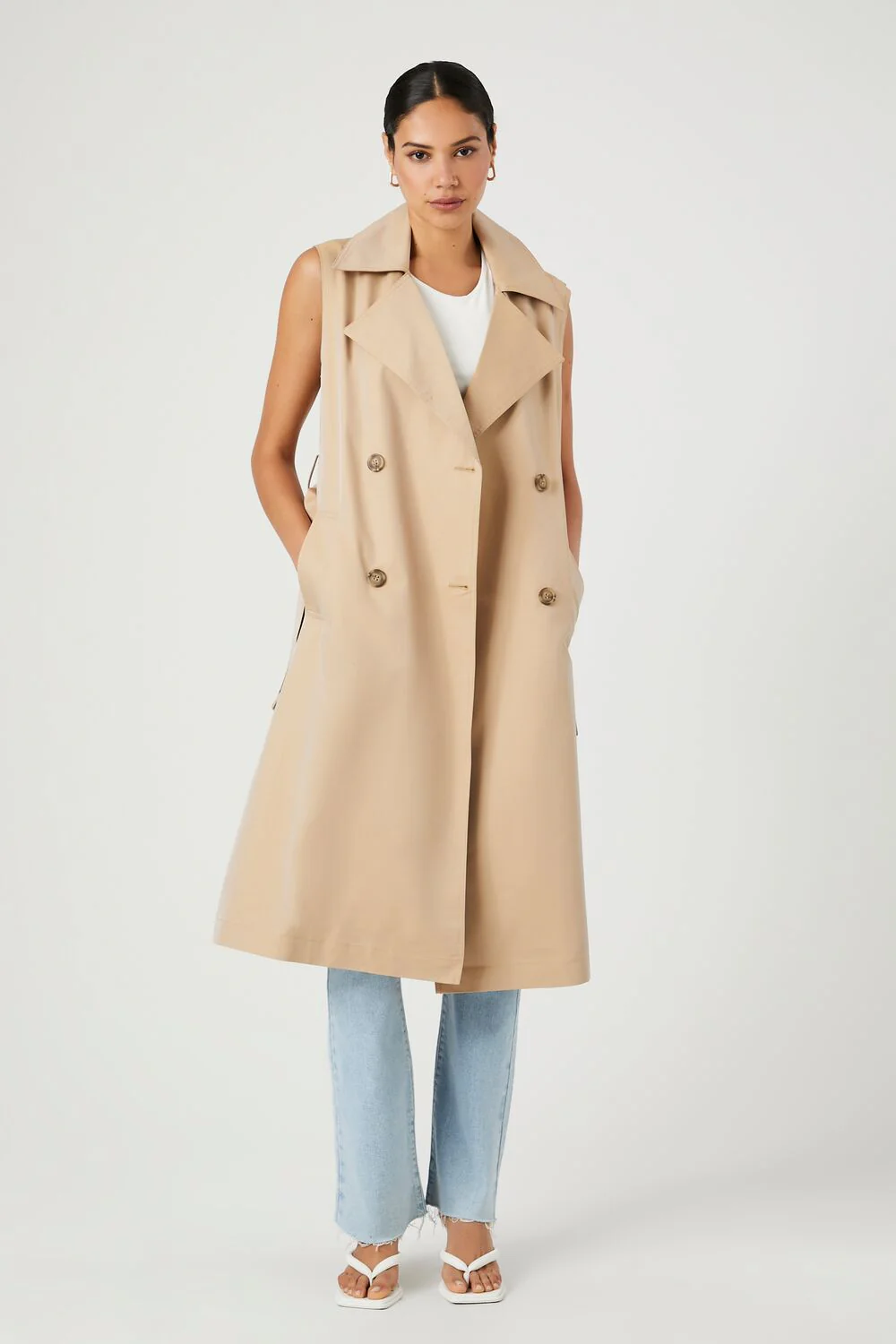 Belted Sleeveless Trench Coat - Image 4