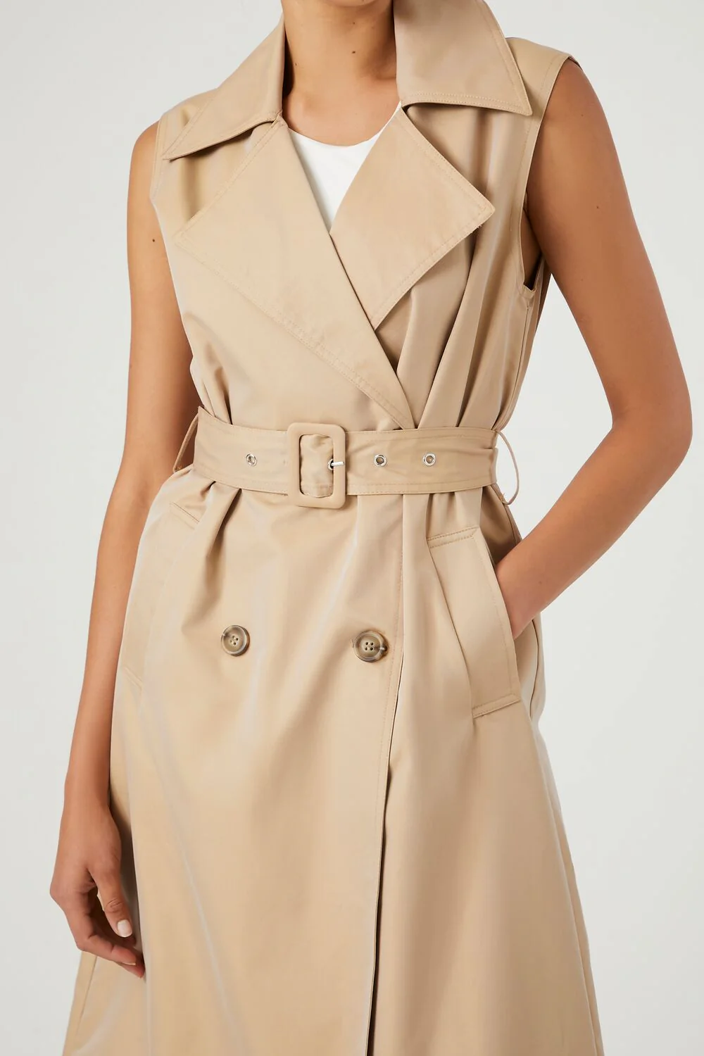 Belted Sleeveless Trench Coat - Image 5