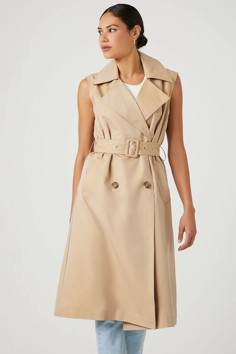 Belted Sleeveless Trench Coat - Image 6