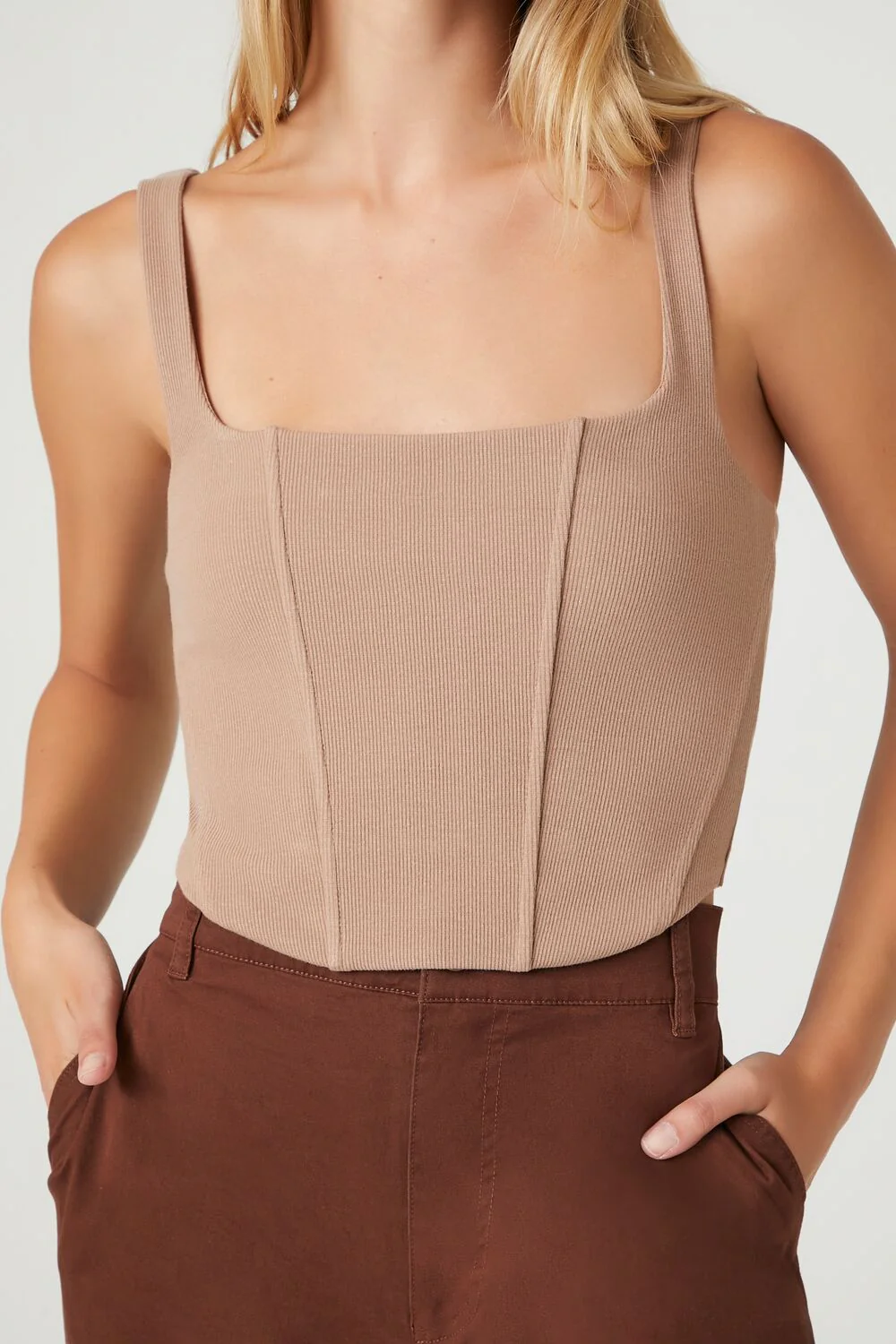 Ribbed Knit Corset Crop Top - Image 10