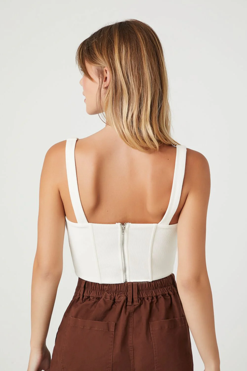 Ribbed Knit Corset Crop Top - Image 3