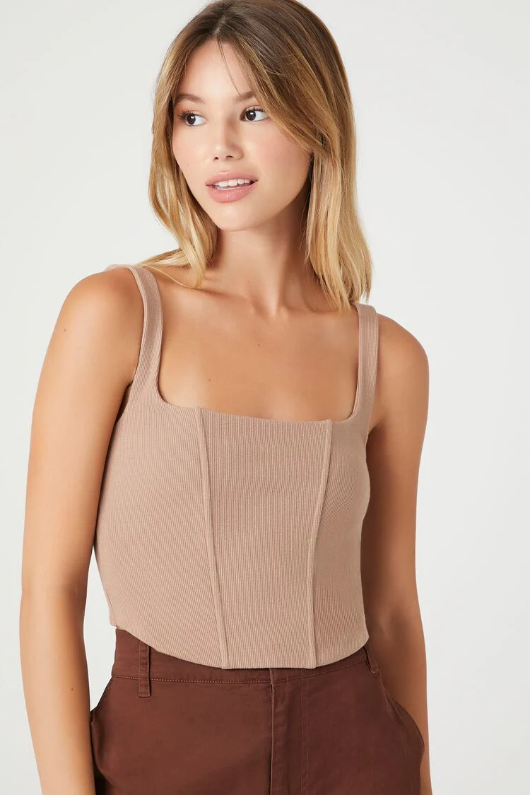 Ribbed Knit Corset Crop Top - Image 6