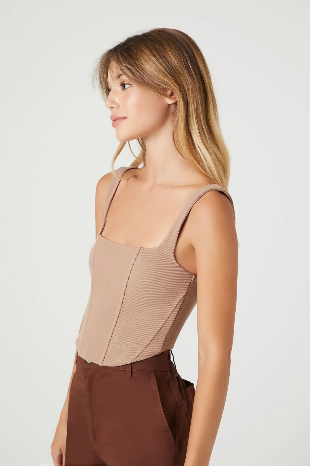 Ribbed Knit Corset Crop Top - Image 7