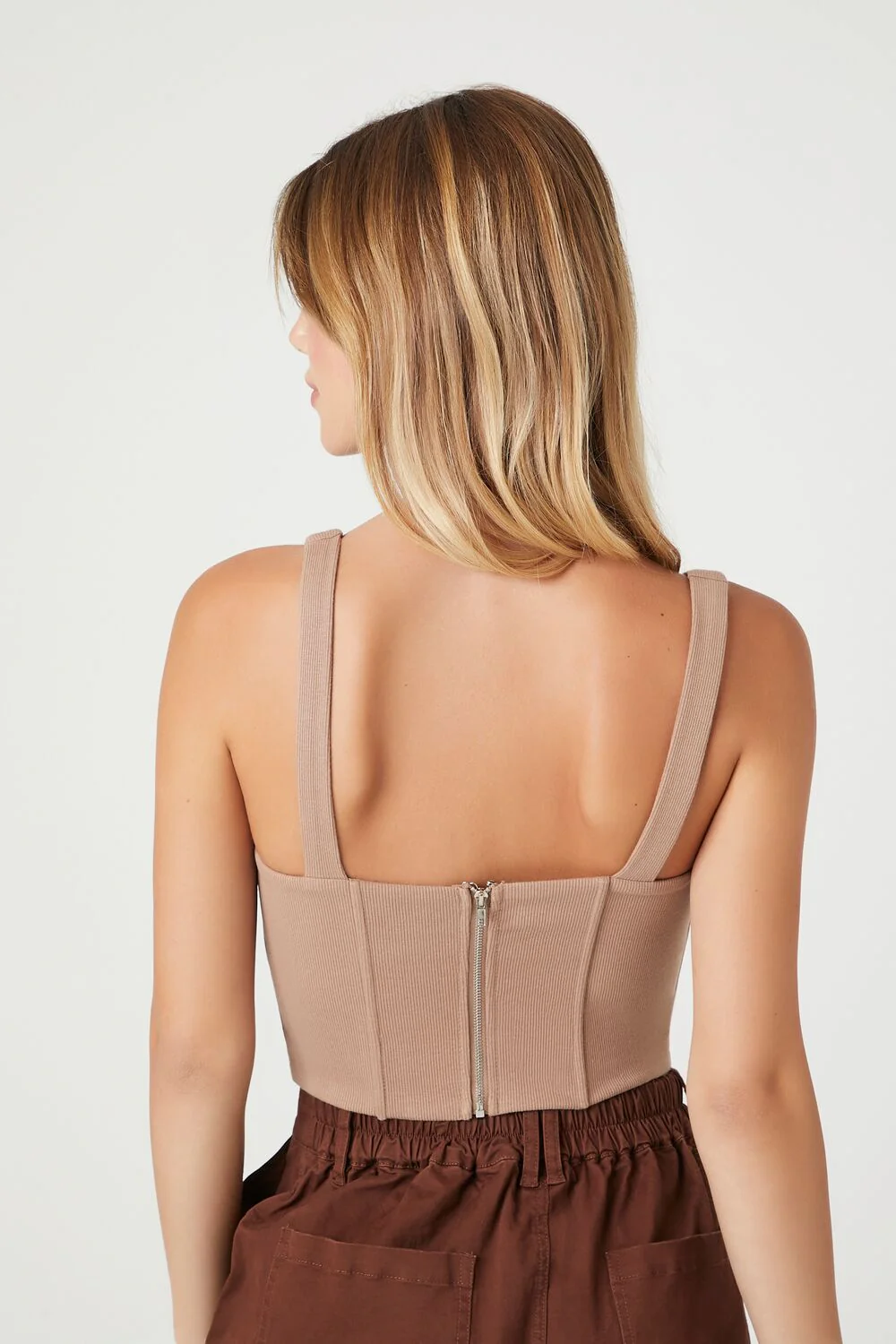 Ribbed Knit Corset Crop Top - Image 8